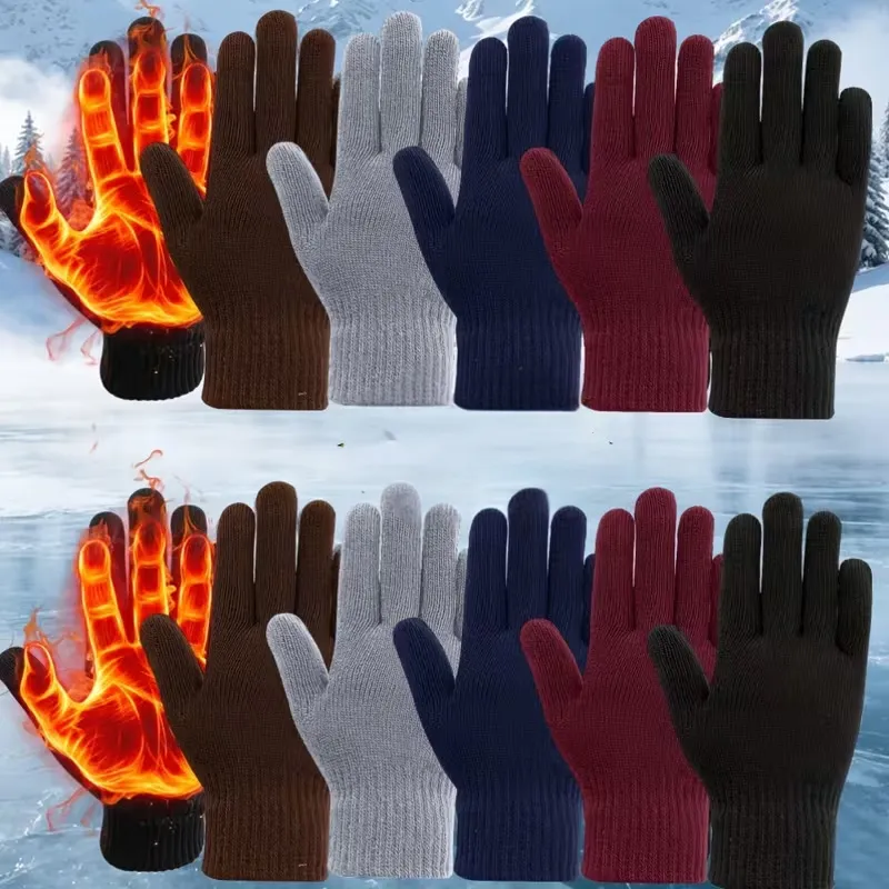 [Homeprep0011] Adult warm knitted gloves (Brown)